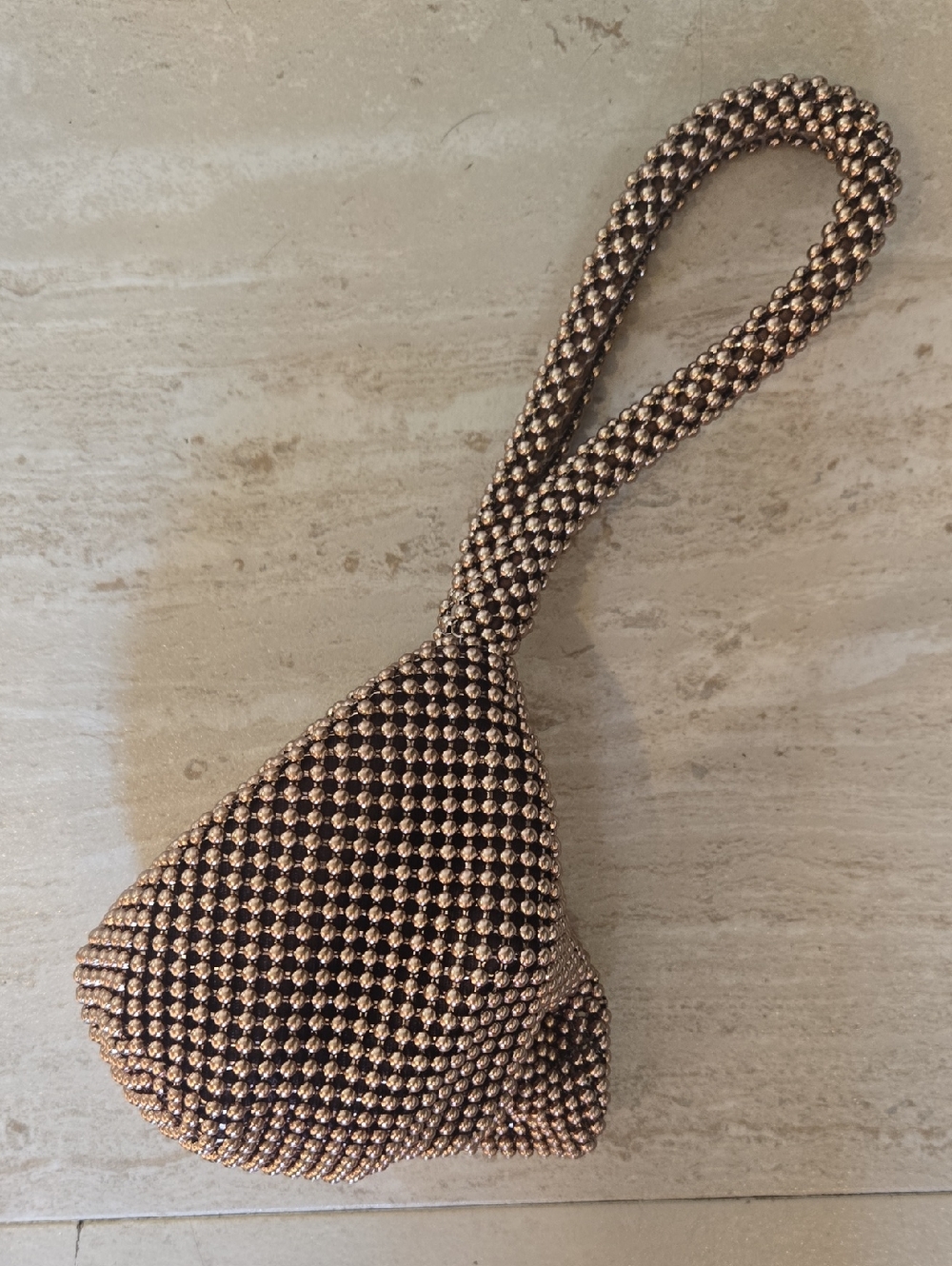 Copper Brown Beaded Mini Grab Snap Clutch